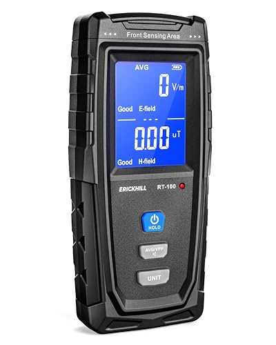 ERICKHILL EMF Meter, Rechargeable Digital Electromagnetic Field Radiation Detector Hand-held Digital LCD EMF Detector, Great Tester for Home EMF Inspections, Office, Outdoor and Ghost Hunting(Blue)