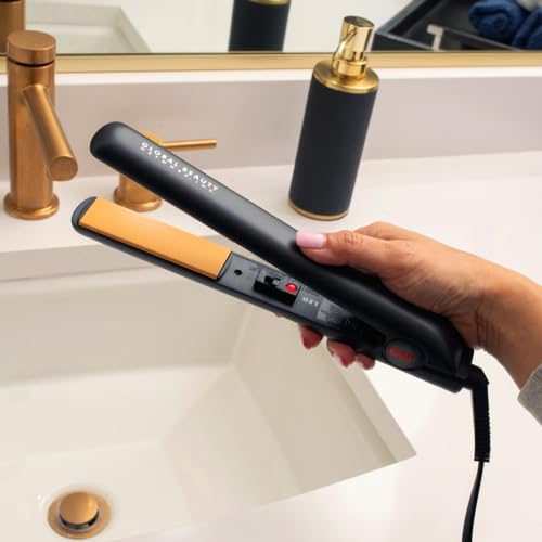 CHI Original Ceramic Flat Iron, Flat Iron For A Smooth Finish, Ceramic Floating Plates, Quick Heat Up, Analog On/Off Switch, 1" Iron Black