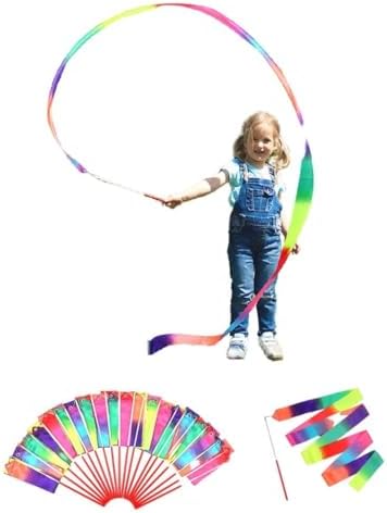 20 Pack Ribbon Dancing Wands Party Favors for Kids, Rainbow Birthday Decorations, Princess Party Supplies, Girls Party Games, Gymnastics Goody Bag Stuffers (Rainbow)