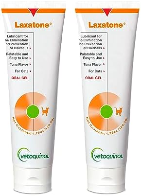 Vetoquinol Laxatone Oral Hairball Lubricant Gel for Cats – Tuna-Flavored, 4.25oz (2 Pack) – Lubricant for Helping w/Hairball Prevention & Elimination