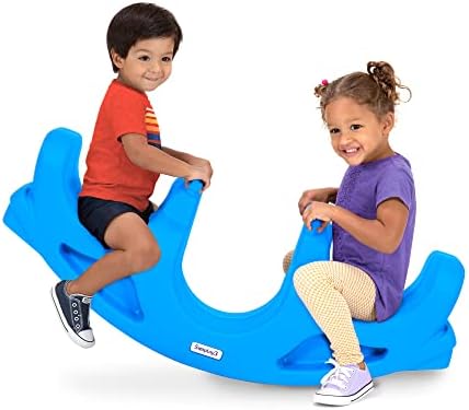 Simplay3 Rock and Roll Teeter Totter Seesaw - Rocking Fun for Two Toddlers or Kids Ages 18 Months to 5 Yrs- Sapphire, Made in USA
