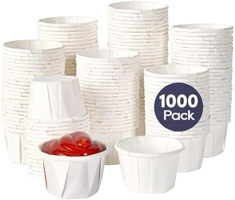 LITOPAK 1000 Pack 1 oz Paper Souffle Cup, Disposable Medicine Cup, 1 oz Small Paper Cup for Tasting Pills, Food Dessert, and Condiments