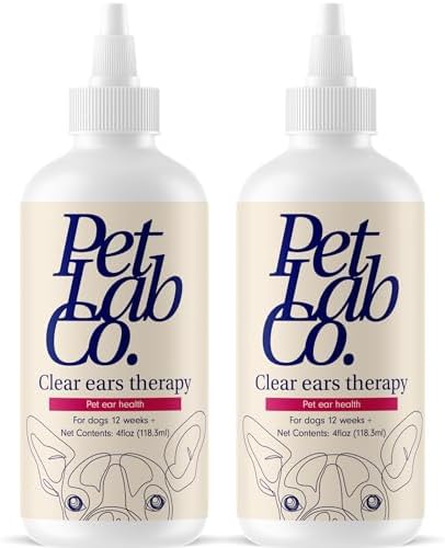 PetLab Co. Clear Ears Therapy Ear Cleaner for Dogs - Supporting Yeast, Itchy Ears & Healthy Ear Canals - Alcohol-Free Dog Ear Wash - Optimized Dog Ear Cleaner Solution - 4 oz. Pack of 2
