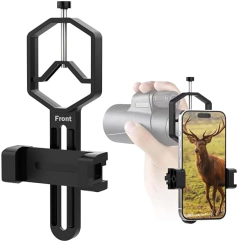 Metal Telescope Phone Adapter-Phone Scope Mount for Phone(2.09''-3.54'' Wide) Phone Holder Mount for Telescope, Binocular, Microscope, Spotting Scope Fits Eyepiece with Diameter 0.95"-2.05"