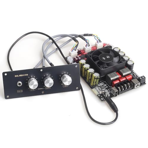 T220HS-W Power Amplifier Board 2.0 Channel 220W×2 with Treble and Bass, 12V-36V Audio Power Amplifier Module with Front Panel