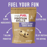 simplyFUEL Whole Food Protein Balls with Probiotics - Chocolate Chip Cookie Dough Protein Snacks - 8g Protein Snack - Gluten Free Energy Balls (1 Pack of 12 Balls)