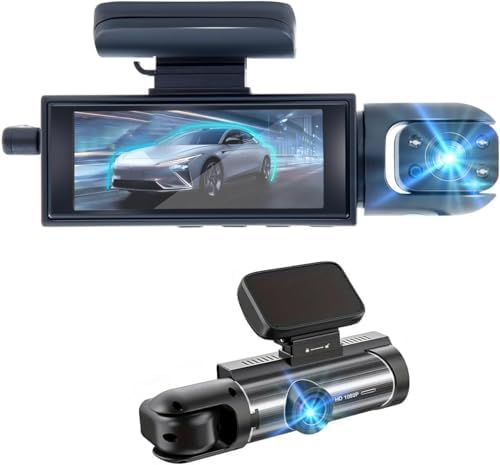 1080P Dash Cam Front and Inside,Dashcams for Cars with IR Night Vision Loop Recording G-Sensor 24Hr Parking Traffic Recorder(1080P)
