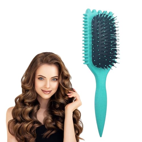 Curl Defining Brush, 2024 Green Curly Hair Brush for Combing and Shaping Curls to Reduce Pulling, Flexible, Curl Enhancing, Unisex (green-1)