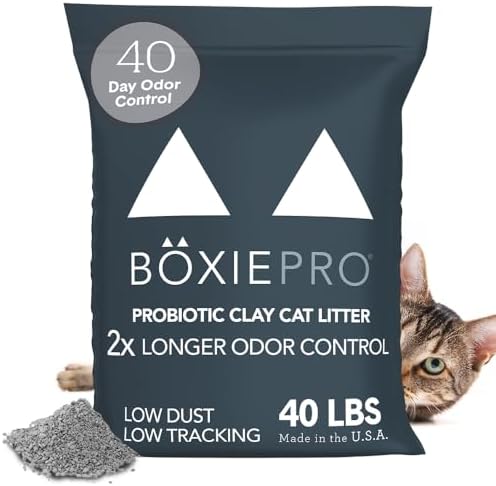 Boxie Probiotic Cat Litter – 40-Day Natural Odor Control, 40 lb Clumping Clay Litter
