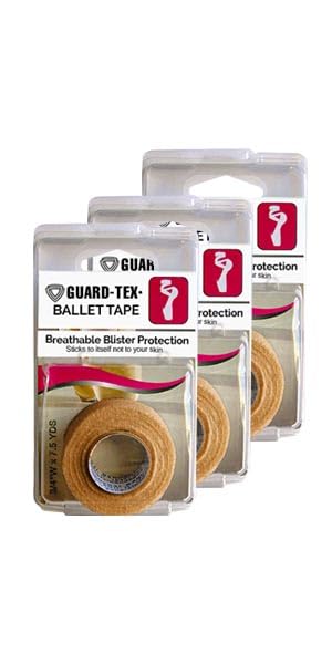 Guard-Tex Beige ¾ Ballet Protective Tape - Self Adhesive Toe Tape, Sweatproof Blister Protection, Athletic Wrap Self Adhesive and Cohesive Bandage - 3-Pack x 7.5 yds