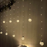 YOLIGHT Wishing Ball Curtain Lights 200 LED Window Curtain String Lights with Remote, USB Battery Powered Twinkle Globe Fairy Lights for Wedding Party Bedroom Christmas Decoration (Warm White)