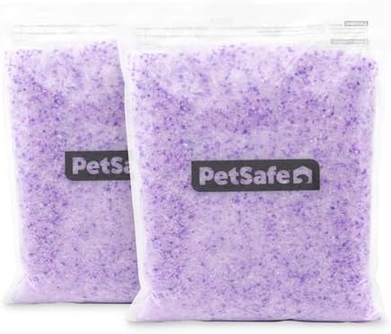 PetSafe ScoopFree Premium Crystal Litter for Cats and Kittens, Quickly Absorbs Urine, Dries Solid Waste, Eliminates Odors 5X Faster, Lavender Scent (Two 4.3 Lb Bags, 8.6 Lb Total)