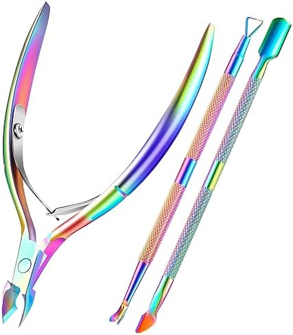 Cuticle Trimmer Cuticle Remover with Cuticle Pusher, XUNXMAS Professional Stainless Steel Durable Pedicure Manicure Tools Cutter Nipper Scissor Clipper for Fingernails and Toenails Dead Skin