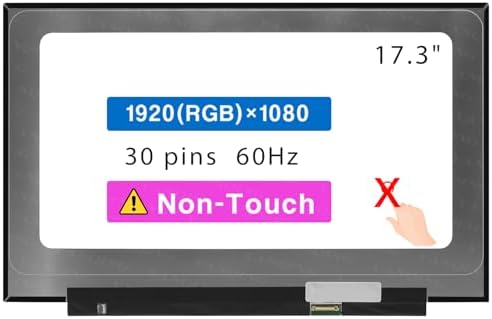 17.3" Screen Replacement for Lenovo Legion 5 17ACH6 17ARH05H 17IMH05 17IMH05H 17ITH6 FHD 1920 * 1080 30 pin 60Hz LCD Non-Touch Screen Display Panel (Not 40Pins 144HZ)