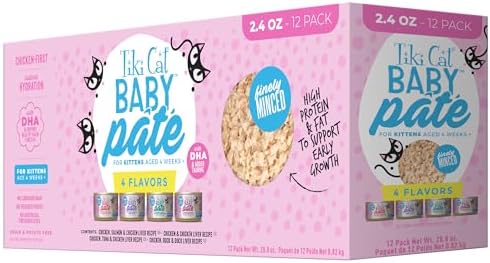 Tiki Cat Baby Pate Wet Cat Food for Kittens Variety Pack, 2.4 oz. Can (12 Count)