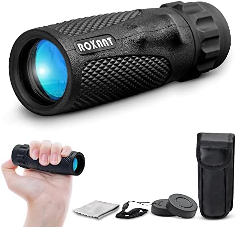 Roxant Viper Monocular Telescope - 10x25 High Definition Weatherproof Pocket Telescope with Hand Grip & BAK4 Prism - with Compact, Case, Wrist Strap, etc for Adults High Powered