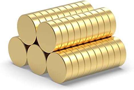 Strong Neodymium Magnets, Rare Earth Magnets for Crafts, Heavy Duty Magnets, Round Magnets, Small Magnets, 0.47 x 0.12 Inch, 50 PCS,Gold