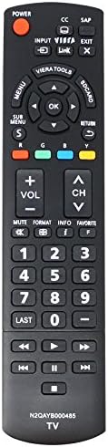 Replacement HDTV Remote Control for Panasonic TC P50C2 and TC P50X1 - Compatible with N2QAYB000485 Panasonic TV Remote Control