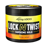 AllDay Locks Lock N Twist | Locking Gel, Re-Twist Locks, Supreme Hold | Smooths & Tames Frizz, Flake Free, Soft Finish | 15 Oz