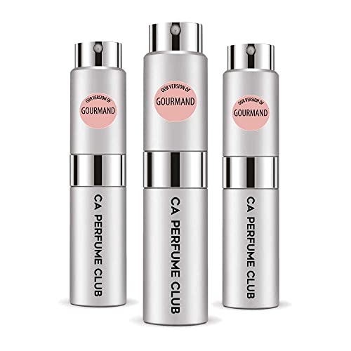 CA Perfume Impression of Emra Gourmand For Women & Men Fragrance Concentrated Long Lasting Eau de Parfum Spray Refillable Glass Atomizer Bottle 0.27 Fl Oz-X3