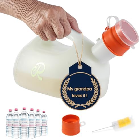 Portable Urinals for Men, 3000ml Nightglow Male Urinal with Upgraded Soft Rubber & Spill-Proof Lid – Large Capacity Pee Bottle for Elderly, Hospital, Travel, and Bedside Use