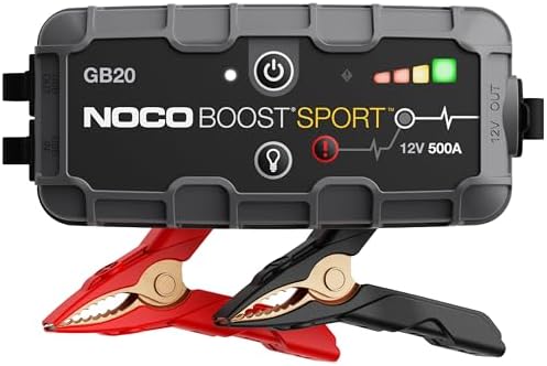 NOCO Boost Sport GB20 500A UltraSafe Car Battery Jump Starter, 12V Battery Pack, Battery Booster, Jump Box, Portable Charger and Jumper Cables for 4.0L Gasoline Engines