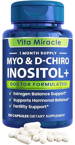 Inositol Supplement Myo-Inositol & D-Chiro Inositol 120 Capsules 2000mg 40:1 Ratio High Potency Myo & D Chiro Inositol Blend - Hormone Balance And PCOS Supplements for Women Full Month Supply