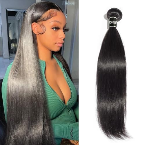 ASHINE Human Hair Bundle Body Wave Straight, Unprocessed Cambodian Raw Hair Bundles for Women Natural Black 22 Inch, Keep Soft and Silky After Multiple Washes