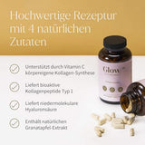 GLOW25 Collagen Capsules High Dose [180 Capsules] with Hyaluronic Acid and Vitamin C | Premium Collagen Complex for Beautiful Skin | No Additives | Laboratory Tested | Made in Germany