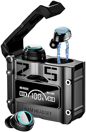 Wireless Earphones, Bluetooth 5.4 in Ear Lightweight Earphones, Charging Case, and Led Display,IPX7 Waterproof Sports Earphones,Gaming Earphones with Microphone (Black)