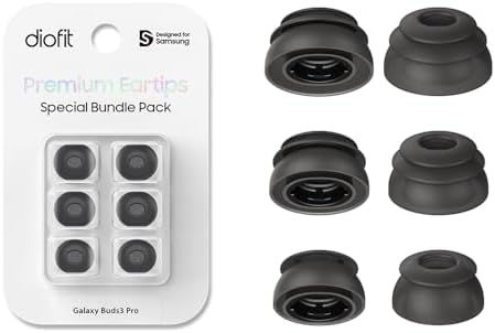 Premium Multi-Flange Eartips Compatible with Galaxy Buds3 Pro (Black, Mixed(SML))