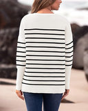 BTFBM Women Winter Sweater Oversized Sweater Long Sleeve Pullover Tops Loose Fit Christmas Sweater(Striped White Black,Large)