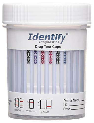 Identify Diagnostics Drug Test Cups | 5 Pack | 6 Panel CLIA Waived Instant Urine Drug Test Kit for AMP,BZO,COC,MOP|OPI,OXY,THC