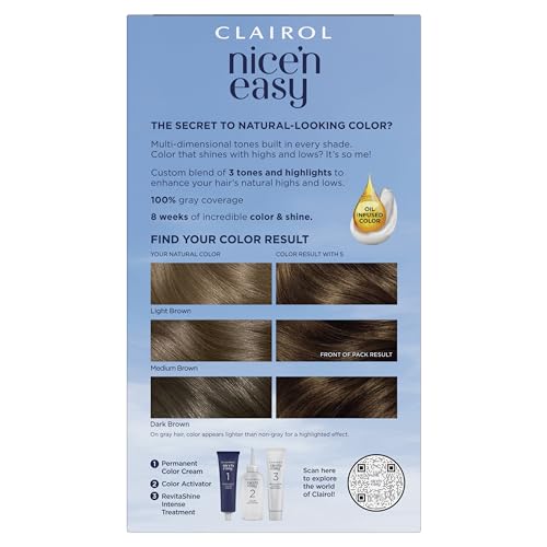 Clairol Nice'n Easy Permanent Hair Dye, 5 Medium Brown Hair Color, Pack of 3