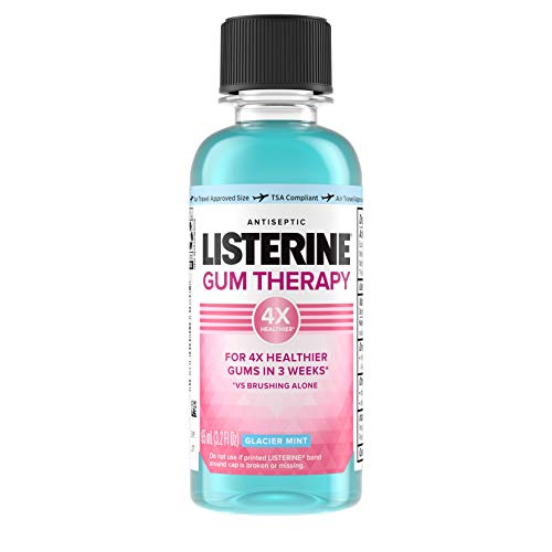 Listerine Gum Therapy Antiplaque & Anti-Gingivitis Mouthwash, Antiseptic Oral Rinse Helps Reverse Signs of Early Gingivitis, ADA Accepted, TSA-Compliant Travel-Size, Glacier Mint, 95 mL (Pack of 6)