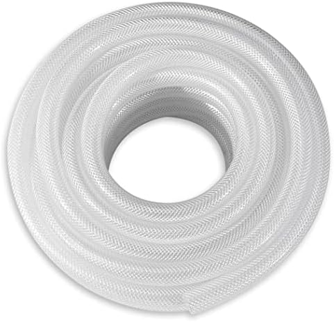 DAVCO 1/2" ID × 10 ft Heavy Duty Braided Clear Plastic Vinyl Tubing, Flexible High Pressure Reinforced PVC Vinyl Tube Hose, Non-toxic, BPA Free