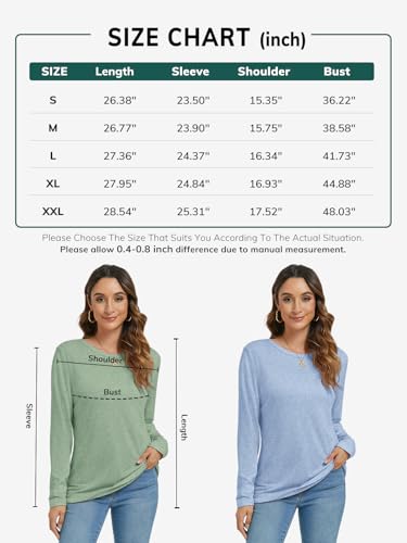 ATHMILE Christmas Shirts Tops Womens Long Sleeve T Shirts Crewneck 2024 Fall Trendy Tops Tunic Outfits Shirts Basic Tee Plus Size Dark Green