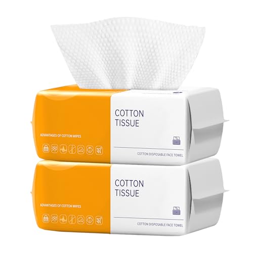 2 Pack Face Towels Disposable,100 Count Ultra Thick Disposable face towels Facial Wash Cloth for Sensitive Skin, Face Clean Towels, clean skin club face towels, Lint- free Facial Tissue