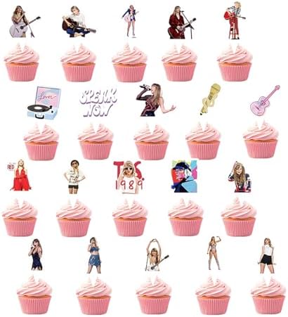 20pcs Taylor Singer Cupcake Toppers for Cake Decorations Taylor Birthday Party Supplies