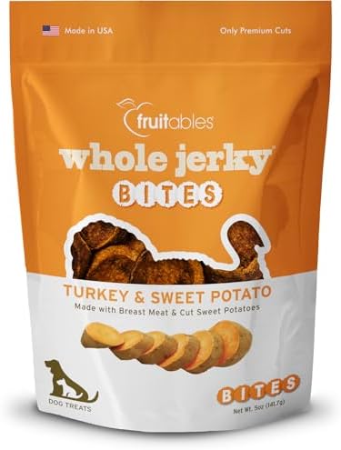 Fruitables Small Dog Treats – Whole Jerky Bites – Healthy Treats – Turkey & Sweet Potato Flavor – 5 Ounces