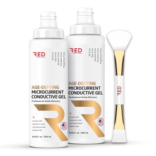 Microcurrent Conductive Gel, 8.45 fl oz - Long-Lasting, Non-Greasy, Hypoallergenic - Supercharge Your Facial Device - 2 Bottles, 8.45 fl oz / 250mL