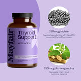 Mayfair Naturals Thyroid Support with Iodine, Natural Supplement for Women and Men, Supports Energy and Thyroid Health, 120 Capsules