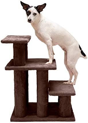 Furhaven Steady Paws Multi-Step Pet Stairs for High Beds & Sofas - Brown, 3-Step
