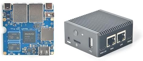 Nanopi R2S Plus Wireless WiFi Computer Router OpenWRT, Rockchip RK3328 Soc ,DDR4 1GB RAM 32GB eMMC, with Dual Gbps Ethernet M.2 WiFi Module Slot for Smart Home Office Gateway, Support Debian Ubuntu