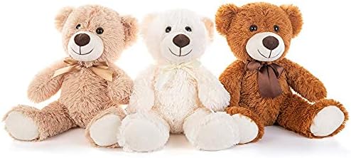 MorisMos 3 Packs Teddy Bears Bulk Stuffed Animals, Cute Small Teddy Bear Plush Toys, Little Stuffed Bear for Kids on Centerpiece Baby Shower, 14 Inches