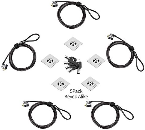 5Pack Laptop Cable Lock Hardware Security Cable Lock Anti Theft 5Keys 6.7Ft Compatible for Laptops, iMac,Out Door TV,Mac Mini,& Other Devices Longer Cable (keyed Alike)