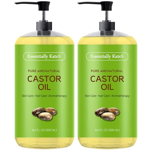 Castor Oil, 33.8 Fl Oz - Pack of 2 x 16.9 Fl Oz - 100% Pure and Natural, Cold Pressed, Hair and Skin Care - Hexane Free