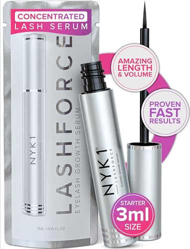 NYK1 CONCENTRATED Lash Serum For Eyelash Growth (3ml) LashForce Eyelash Serum To Grow Lashes Longer And Thicker Eyelash Growth Serum - Lash Growth Serum For Enhanced Eye Lash Serum Growth