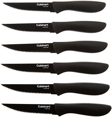 Cuisinart C55-6PCSBK Advantage Color Collection 6-Piece Ceramic Coated Steak Knife Set, Black