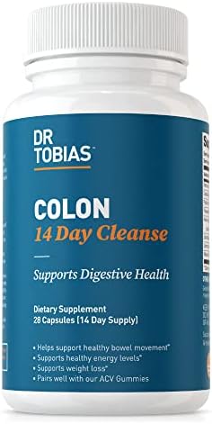 Dr. Tobias Colon 14 Day Cleanse, Advanced Gut Cleanse Detox for Women & Men with Cascara Sagrada, Psyllium Husk, Senna Leaf & Probiotics, Non-GMO Colon Cleanse, 28 Capsules 1-2 Daily